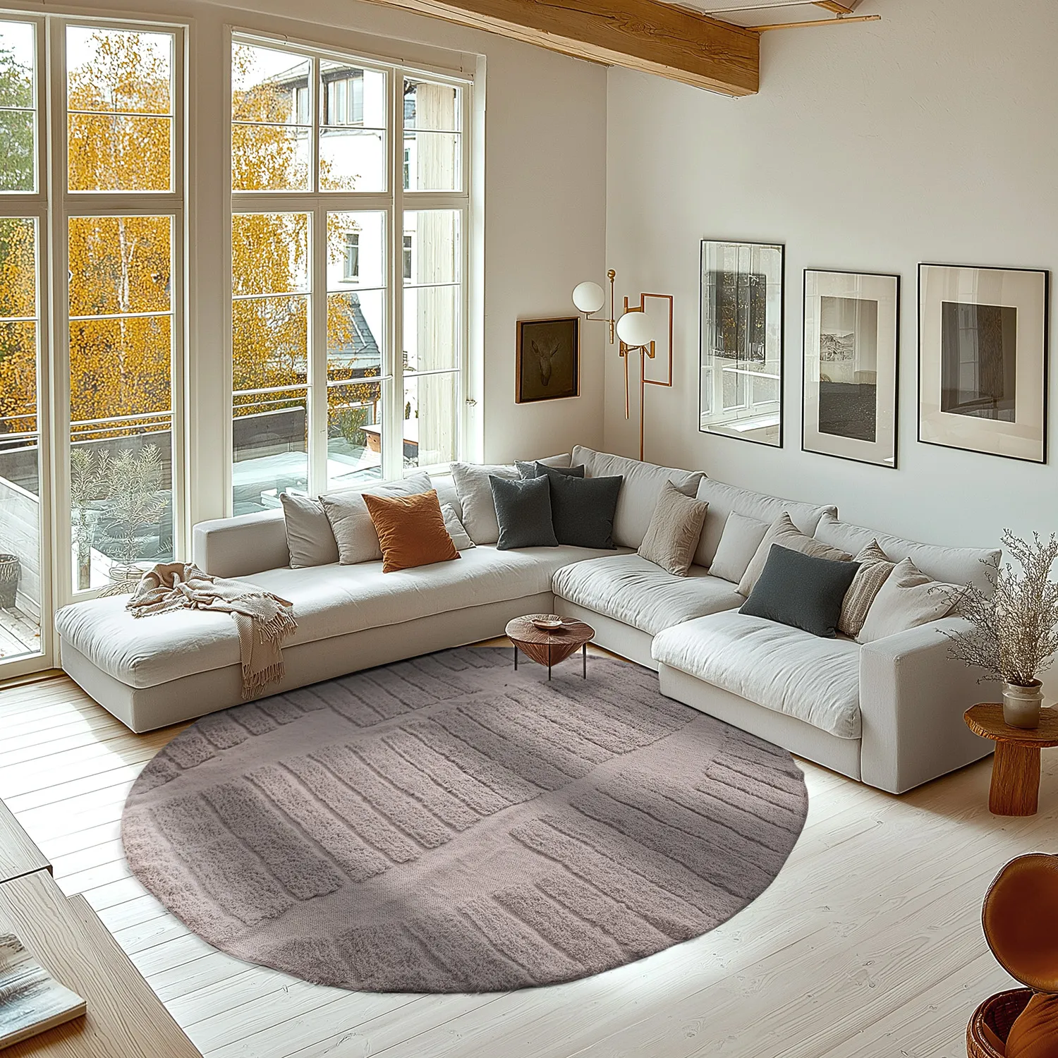 Tapete redondo - Rani Natural Cotton Shaggy (taupe)