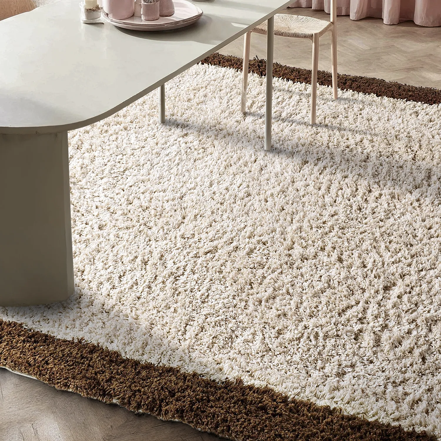 Tapetes felpudos - Sagres Natural Cotton Shaggy (branco sujo/castanho)