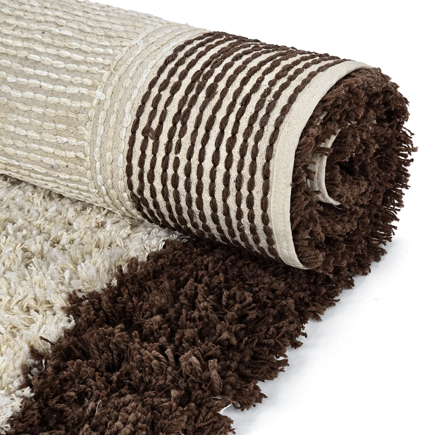 Tapetes felpudos - Sagres Natural Cotton Shaggy (branco sujo/castanho)