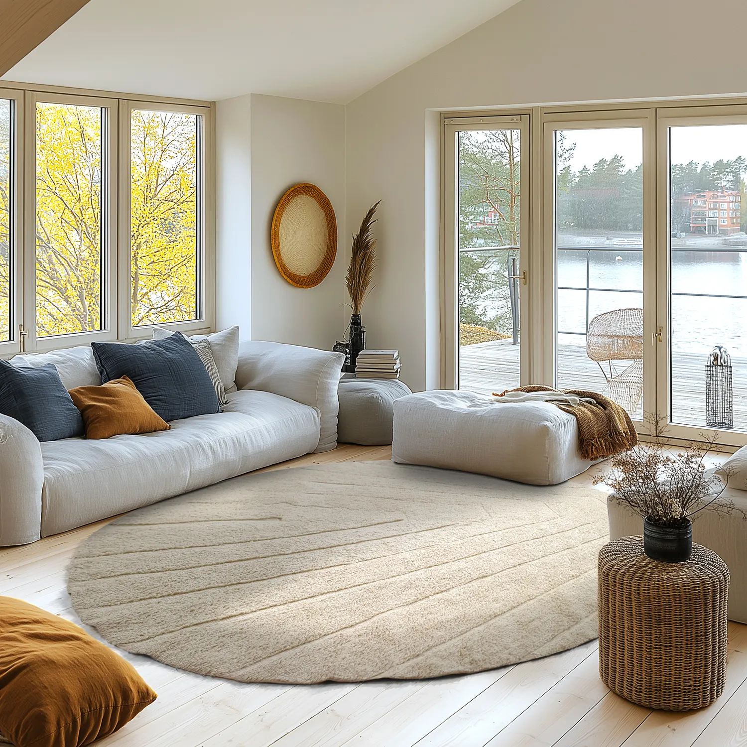 Tapete redondo - Sivia Natural Cotton Shaggy (bege)