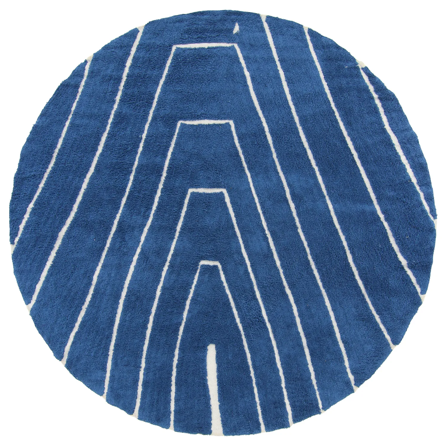 Tapete redondo - Sivia Natural Cotton Shaggy (azul)