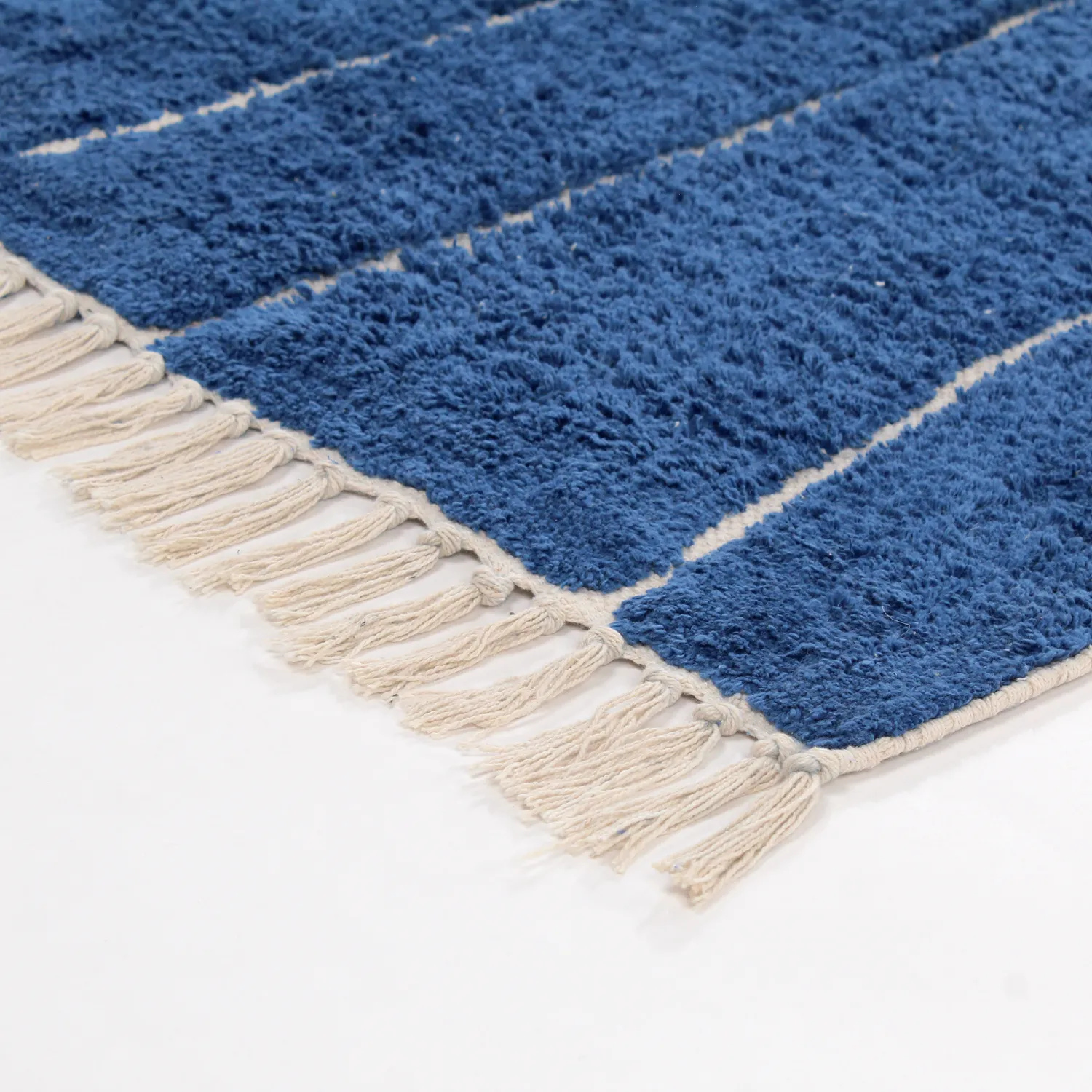 Tapetes felpudos - Sivia Natural Cotton Shaggy (azul)
