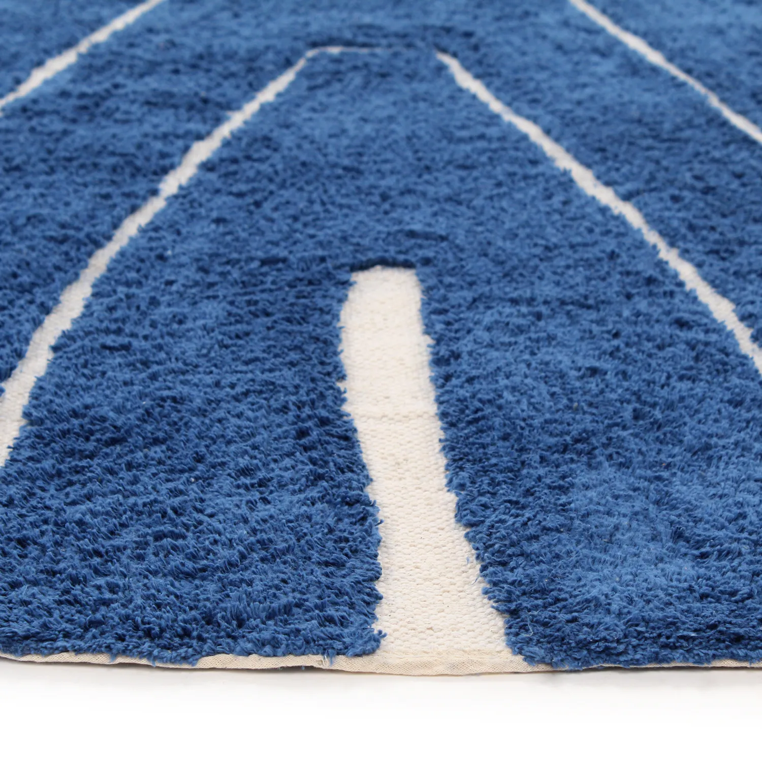 Tapete redondo - Sivia Natural Cotton Shaggy (azul)