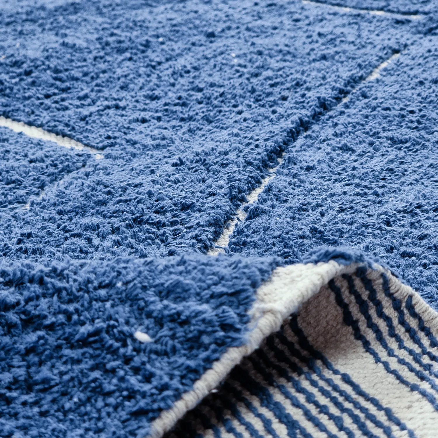 Tapetes felpudos - Sivia Natural Cotton Shaggy (azul)