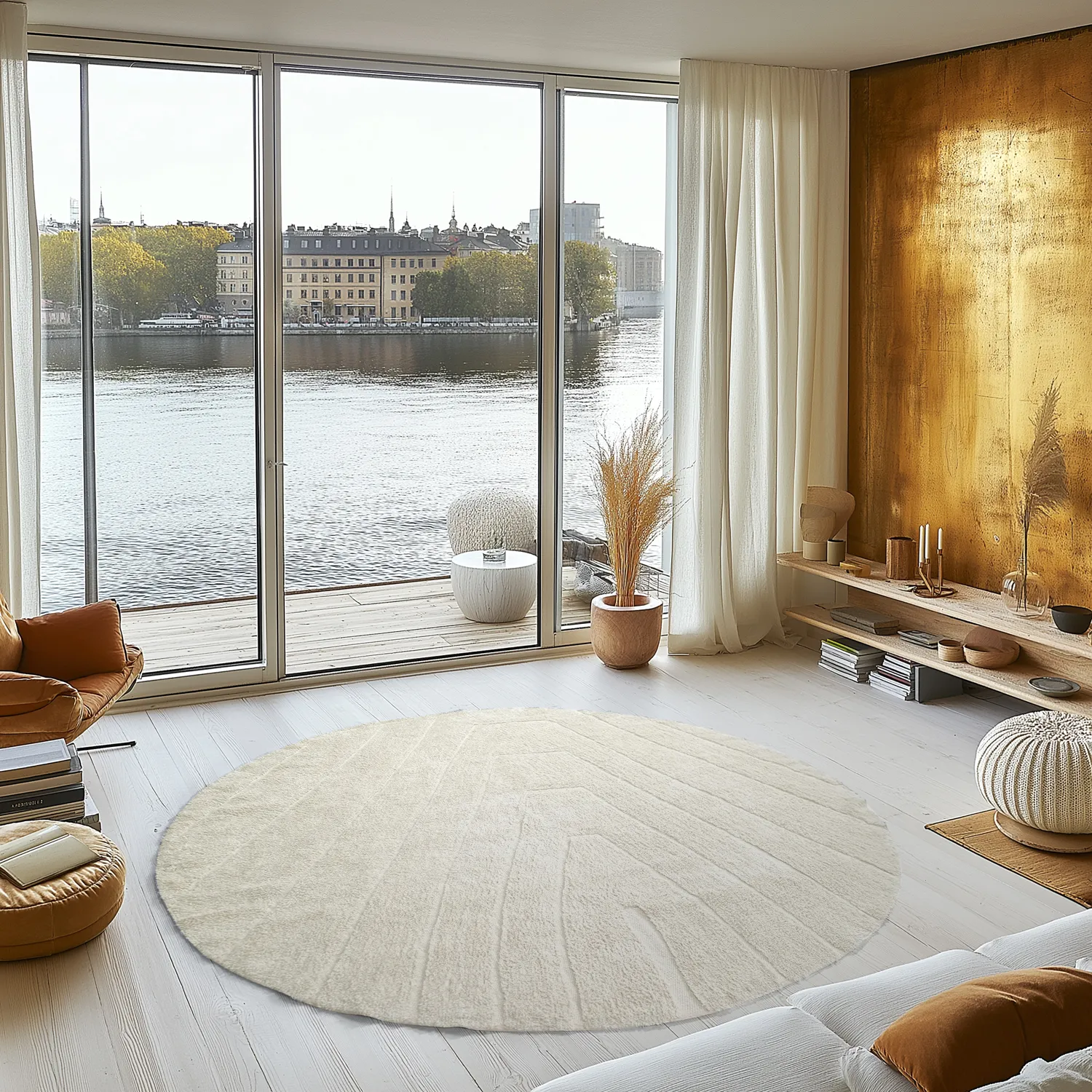 Tapete redondo - Sivia Natural Cotton Shaggy (offwhite)