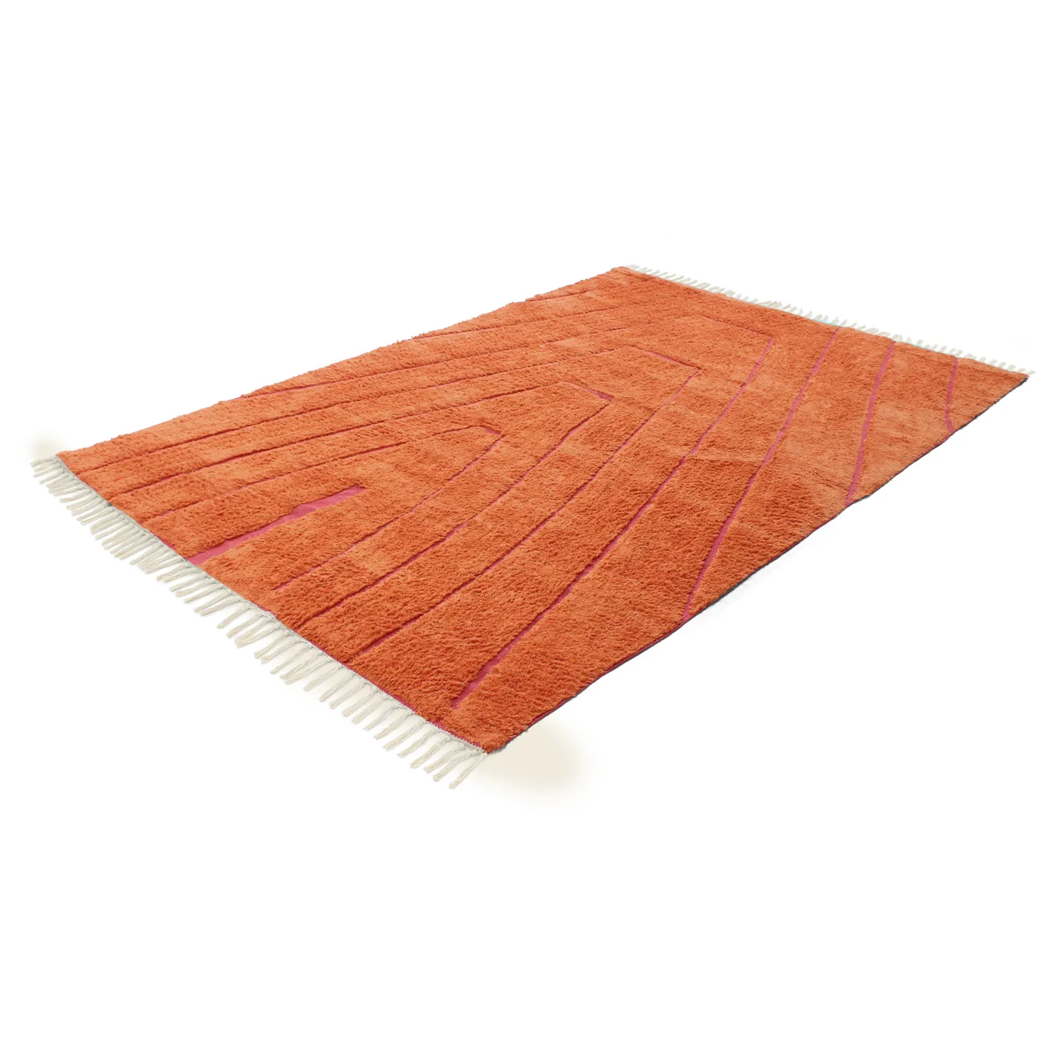 Tapetes felpudos - Sivia Natural Cotton Shaggy (vermelho/laranja)