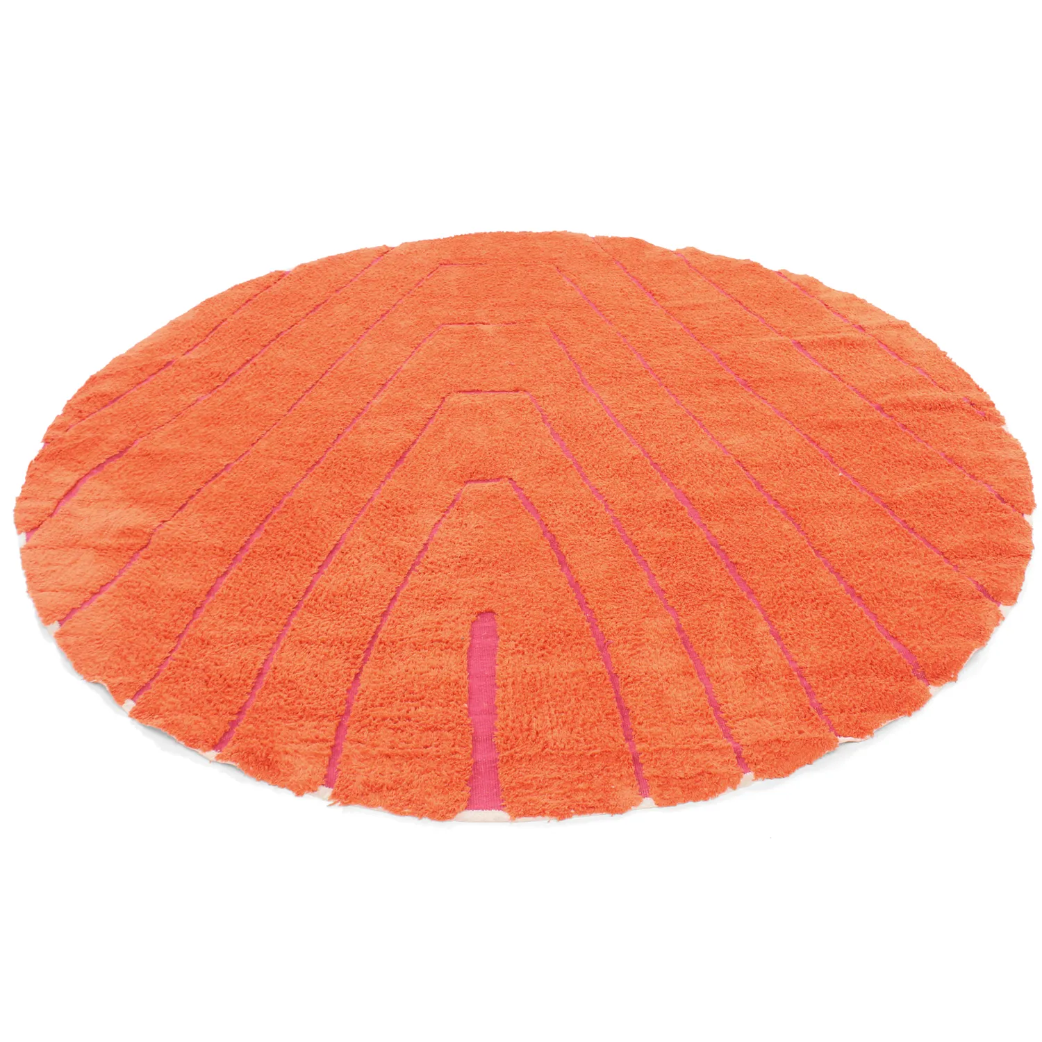 Tapete redondo - Sivia Natural Cotton Shaggy (vermelho/laranja)