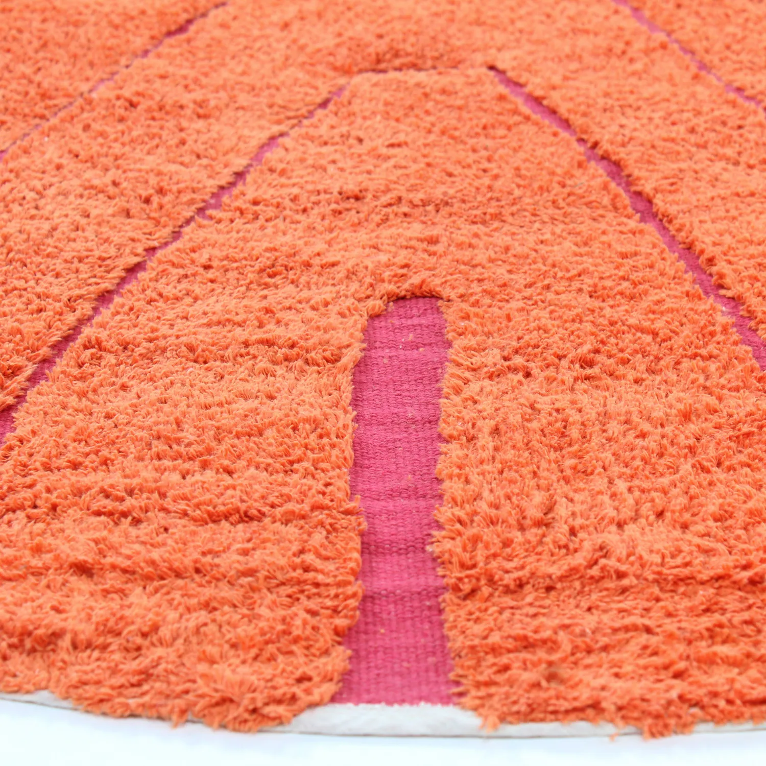 Tapete redondo - Sivia Natural Cotton Shaggy (vermelho/laranja)