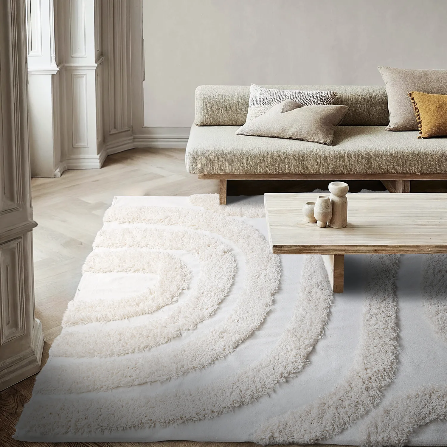 Tapetes felpudos - Sivota Natural Cotton Shaggy (off white)