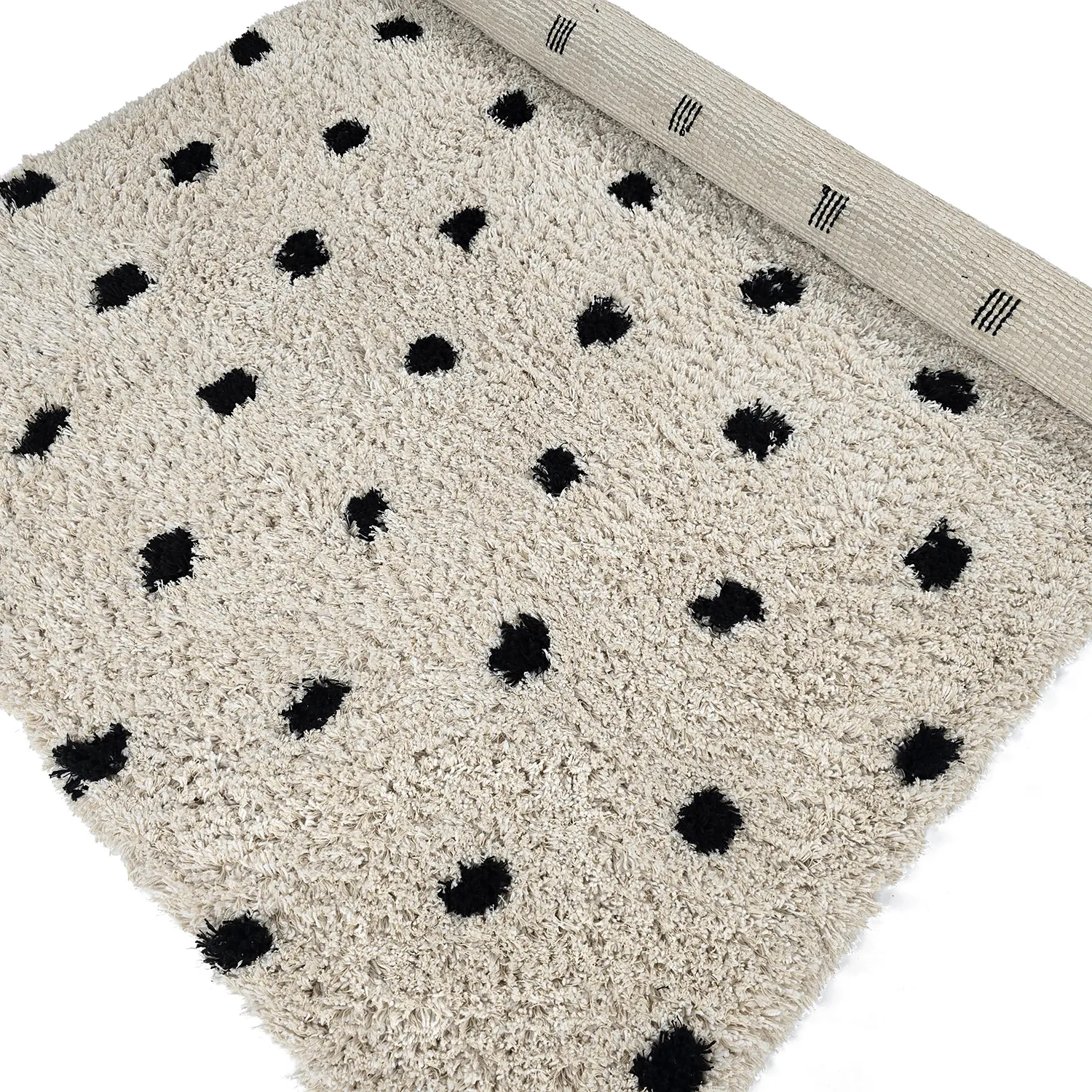 Tapetes felpudos - Soria Natural Cotton Shaggy (branco sujo/preto)