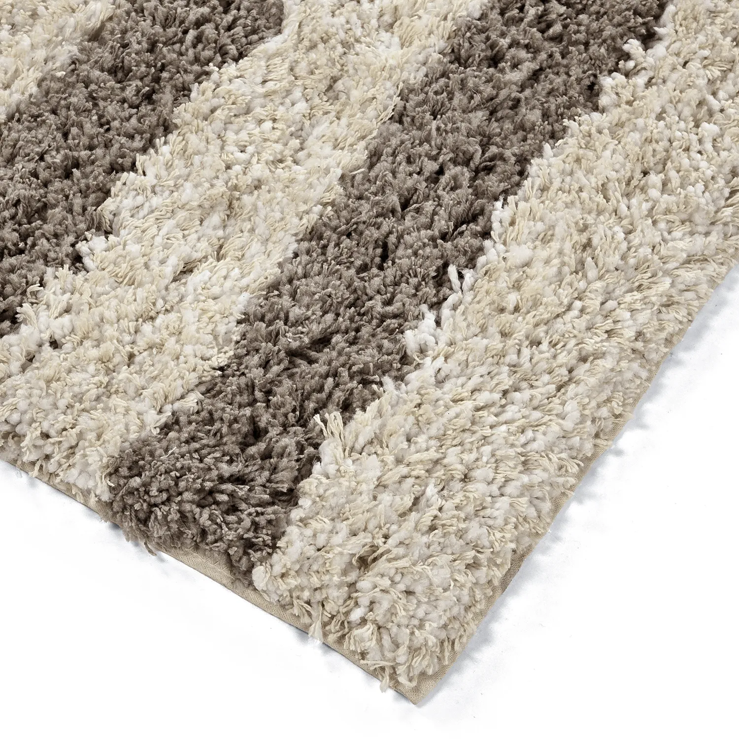 Tapetes felpudos - Thira Stripe Cotton Shaggy (creme/taupe)