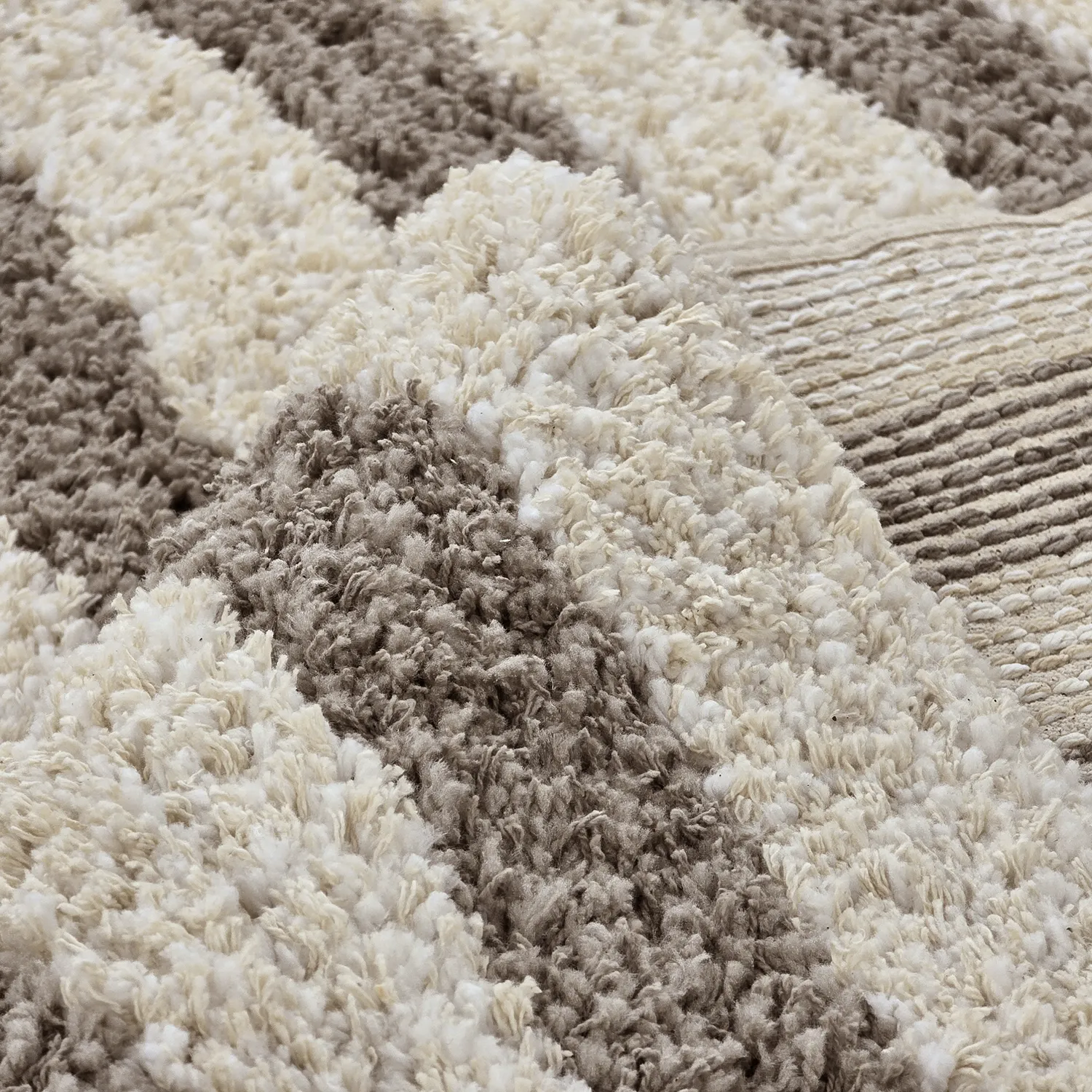 Tapetes felpudos - Thira Stripe Cotton Shaggy (creme/taupe)