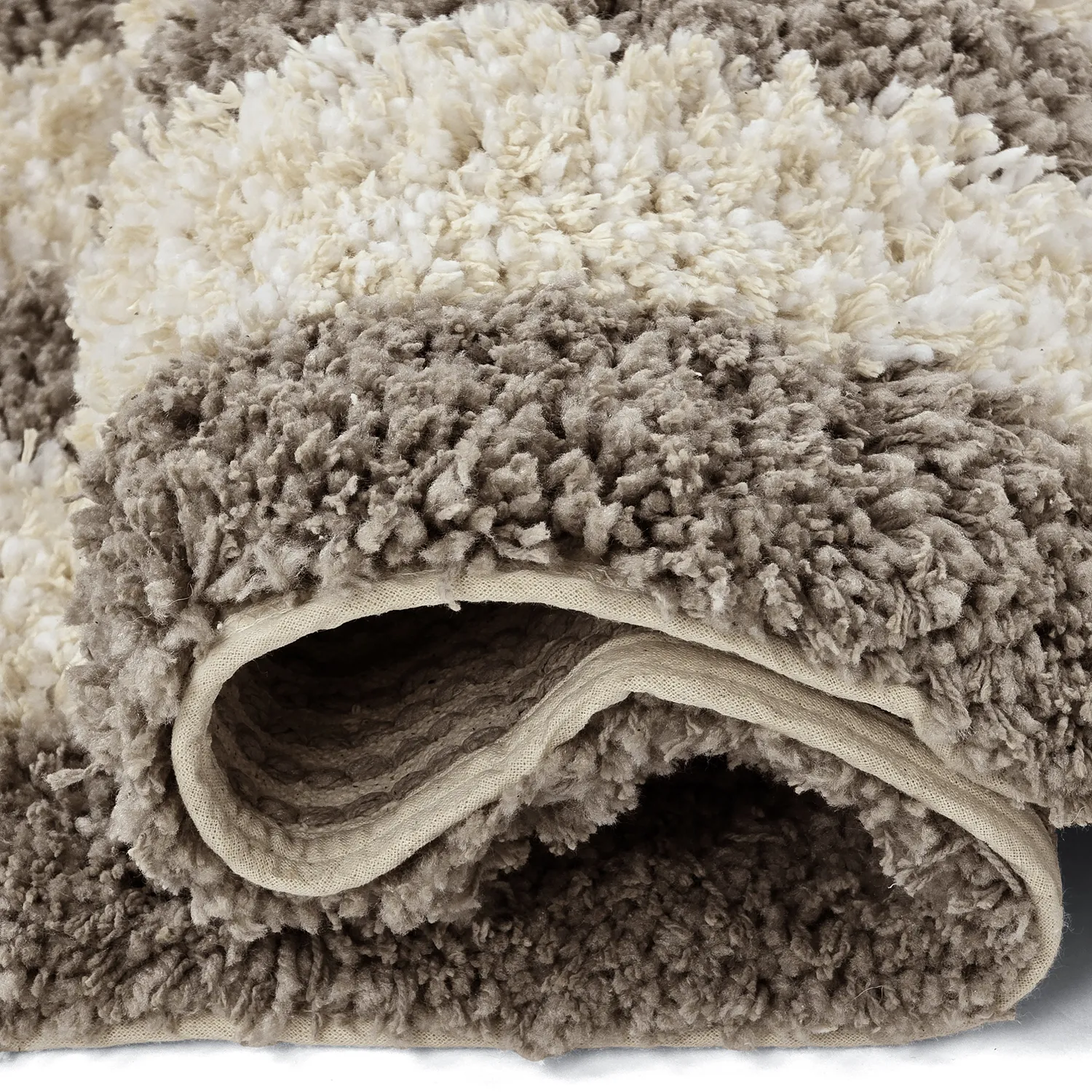 Tapetes felpudos - Thira Stripe Cotton Shaggy (creme/taupe)