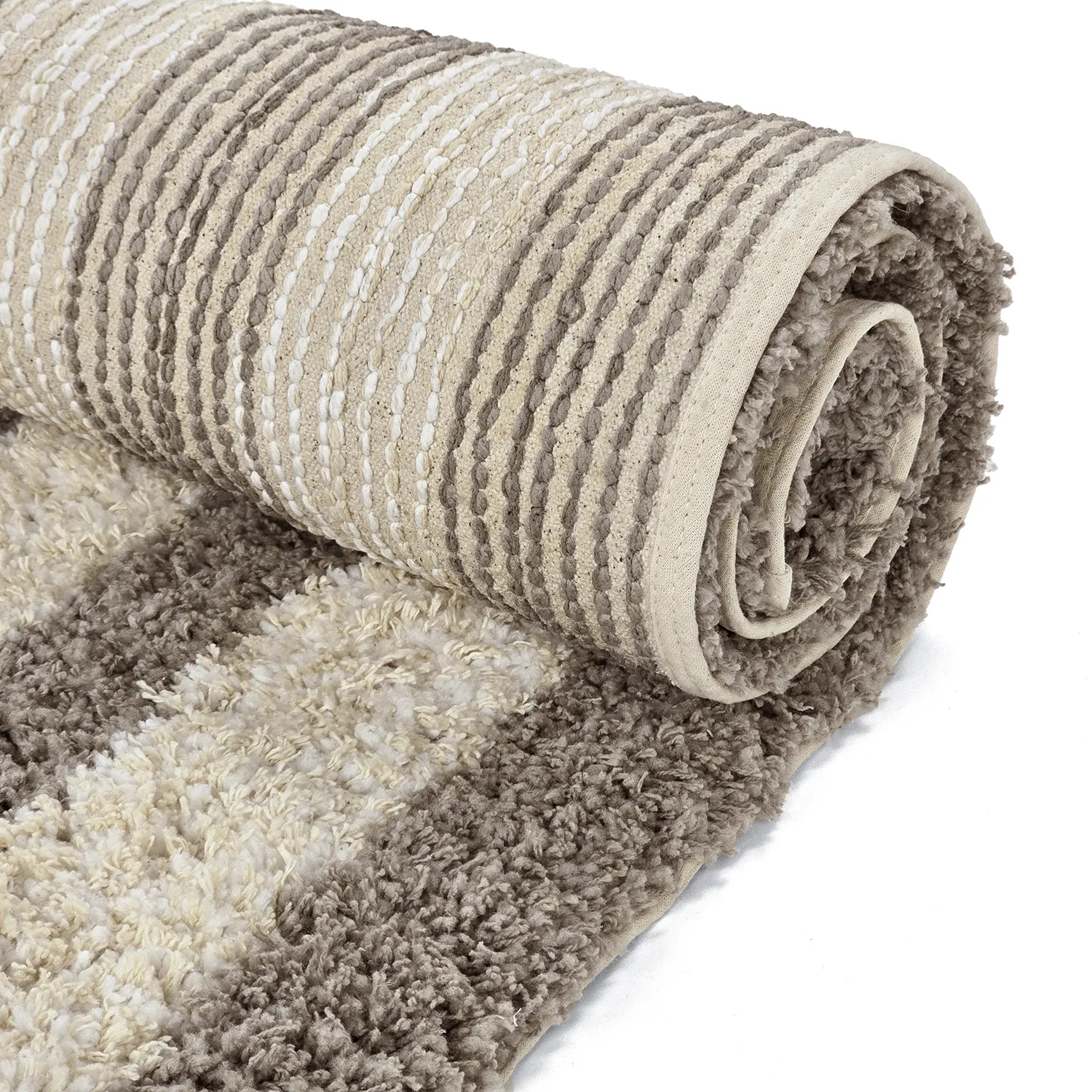 Tapetes felpudos - Thira Stripe Cotton Shaggy (creme/taupe)