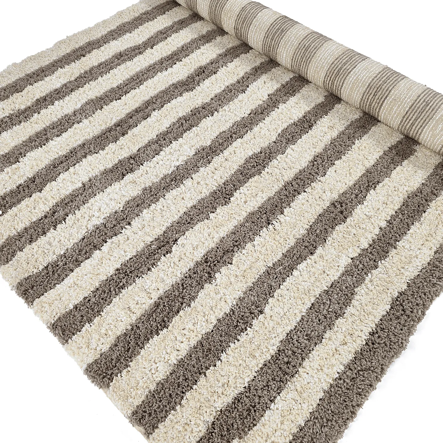 Tapetes felpudos - Thira Stripe Cotton Shaggy (creme/taupe)