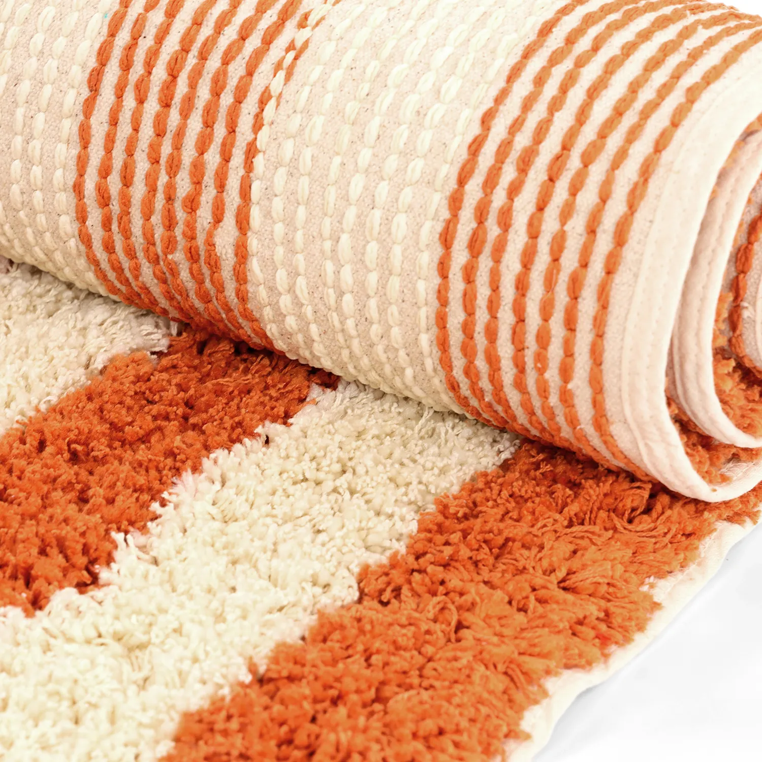 Tapetes felpudos - Thira Stripe Cotton Shaggy (amarelo claro/laranja claro)