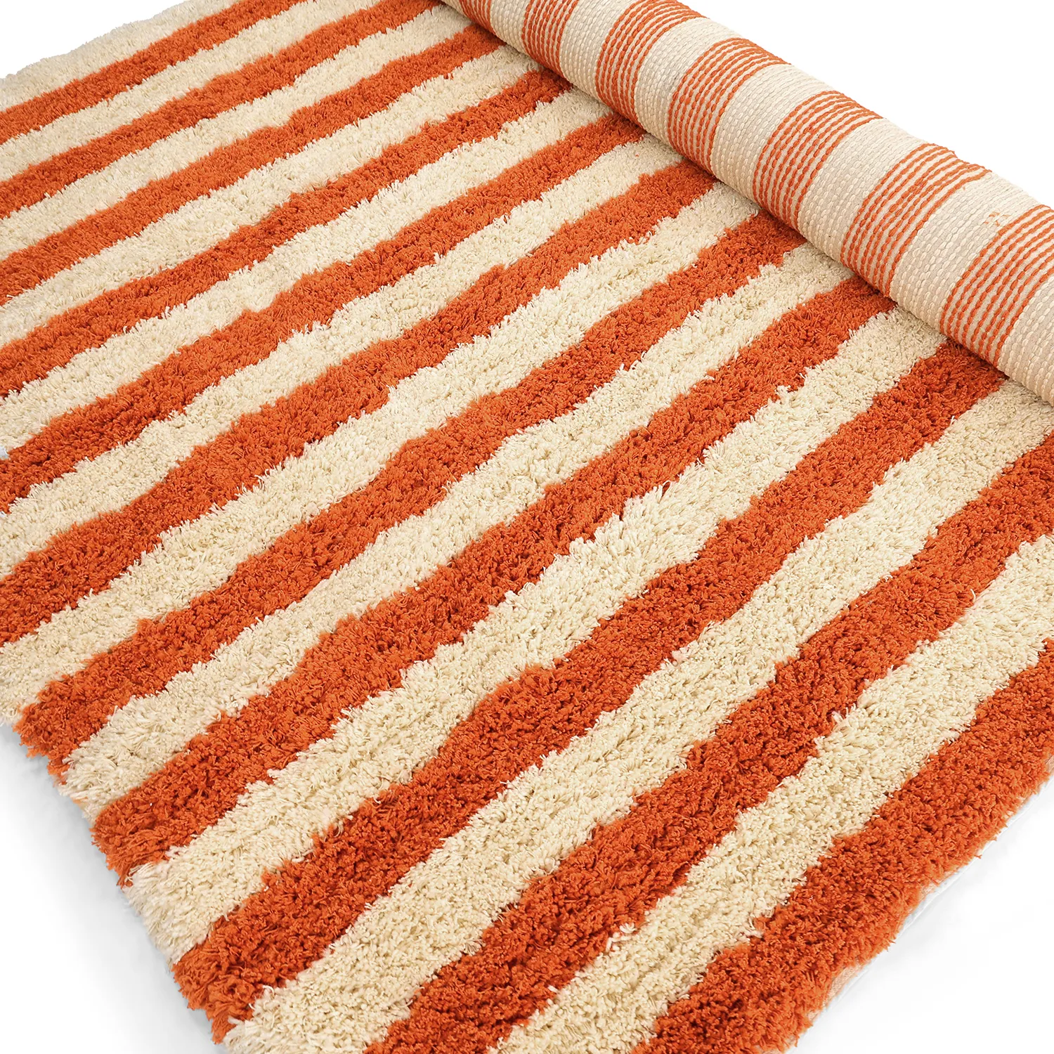 Tapetes felpudos - Thira Stripe Cotton Shaggy (amarelo claro/laranja claro)
