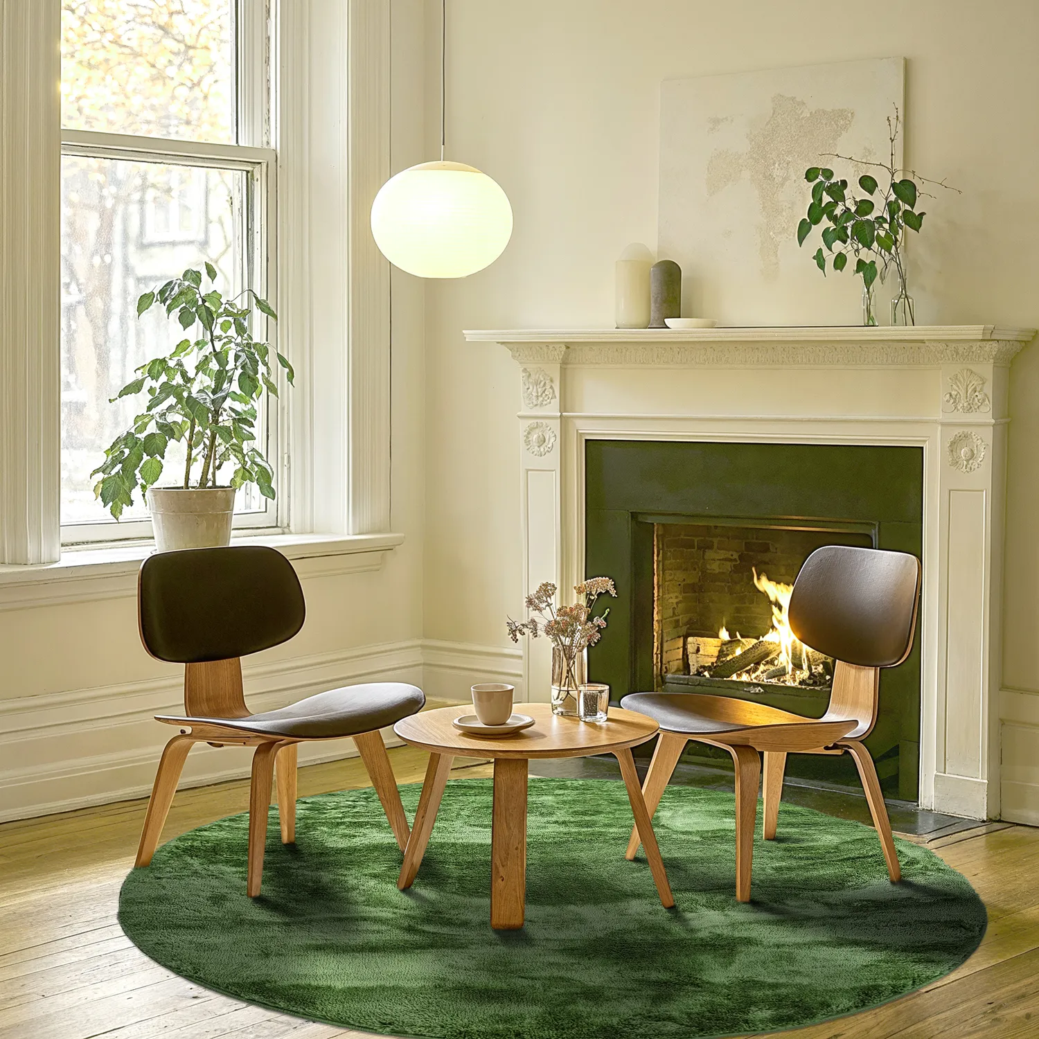 Tapetes redondos - Aranga Super Soft Fur (verde oliva)