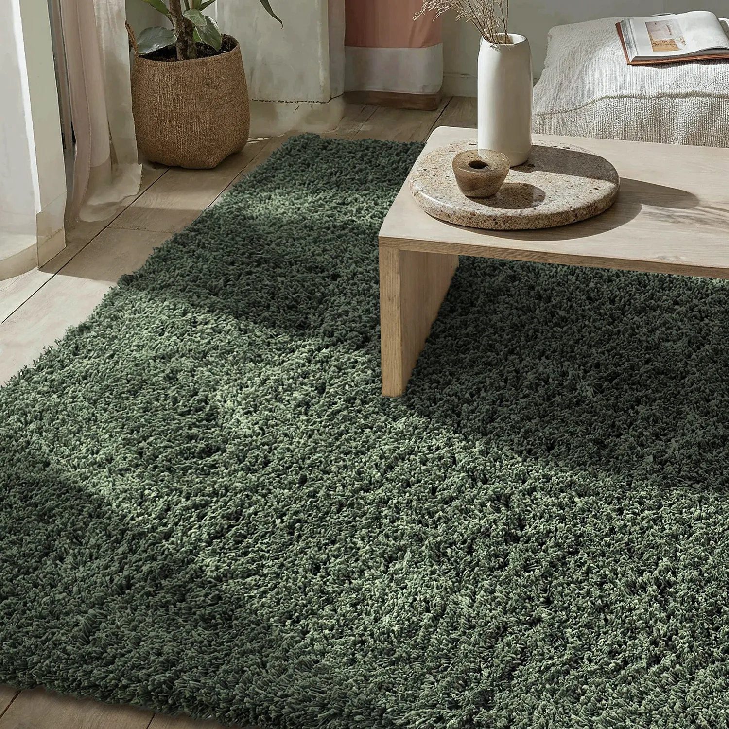 Tapetes felpudos - Combarro Solid Cotton Shaggy (verde)