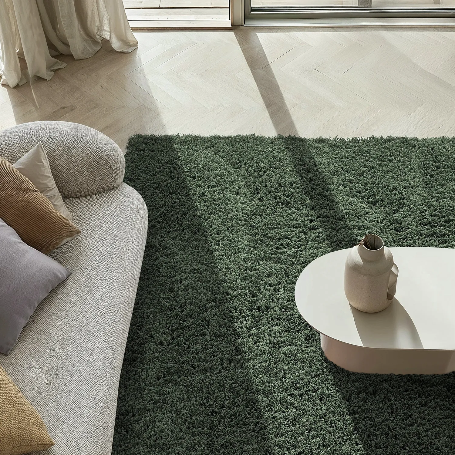 Tapetes felpudos - Combarro Solid Cotton Shaggy (verde)