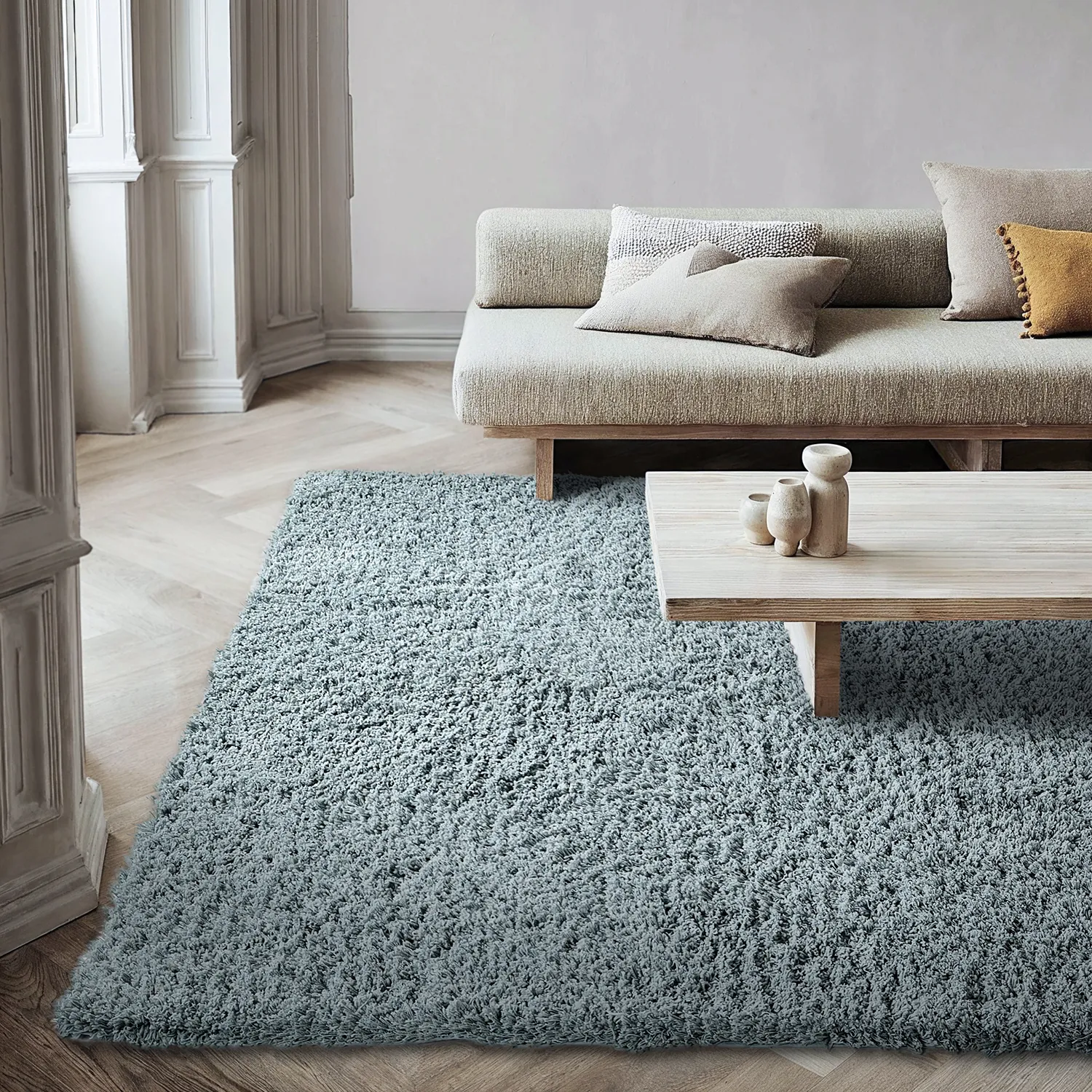 Tapetes felpudos - Combarro Solid Cotton Shaggy (azul claro)