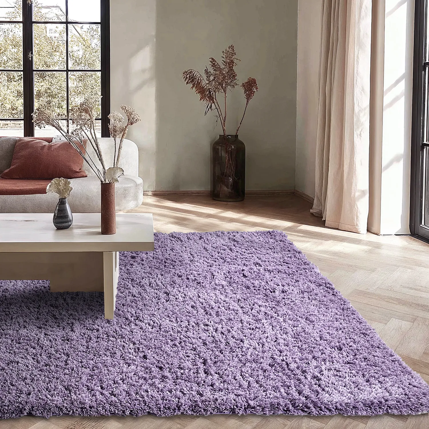 Tapetes felpudos - Combarro Solid Cotton Shaggy (roxo claro)