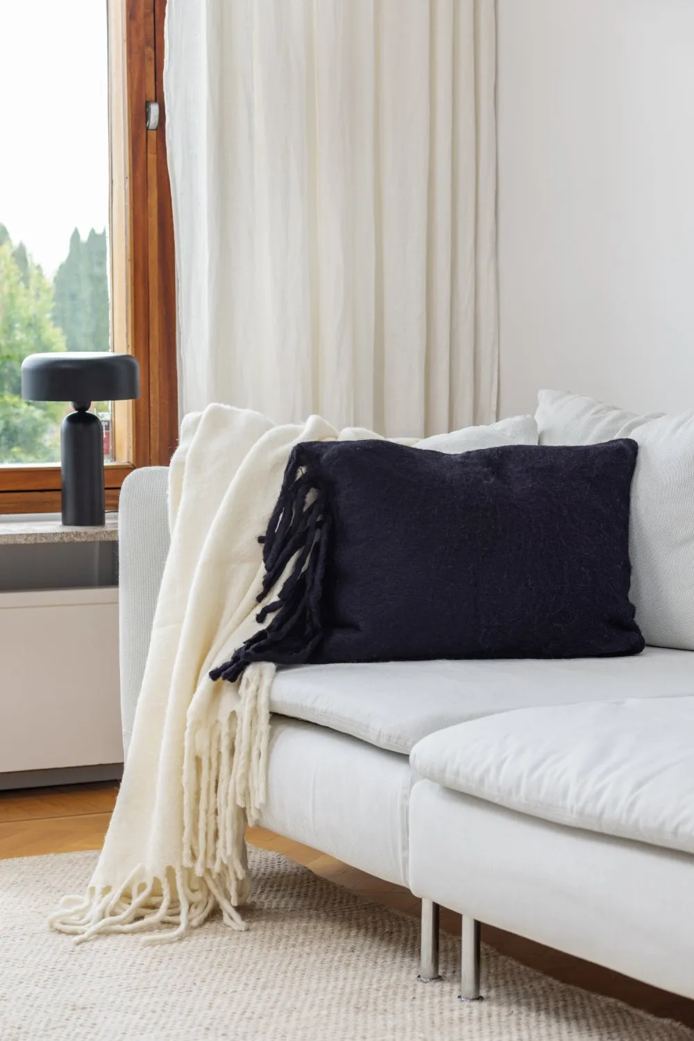 Capa de Almofada em Mistura de Lã - Samantha (preto)