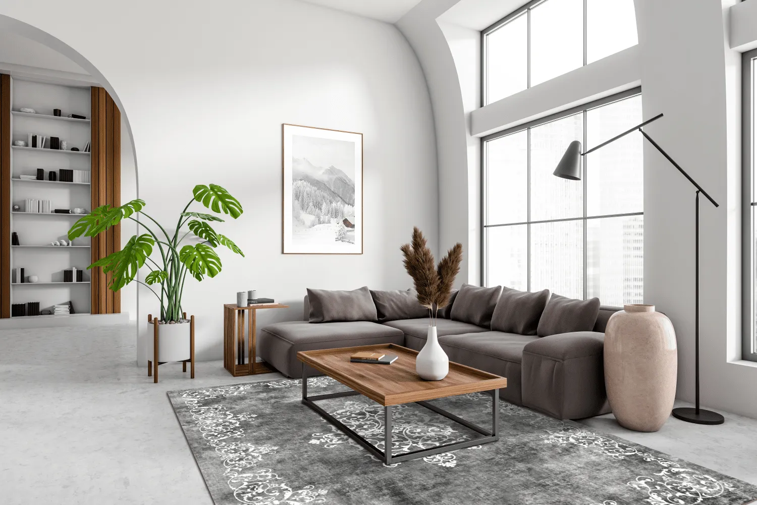 Tapete Wilton - Santi (cinza escuro/branco)