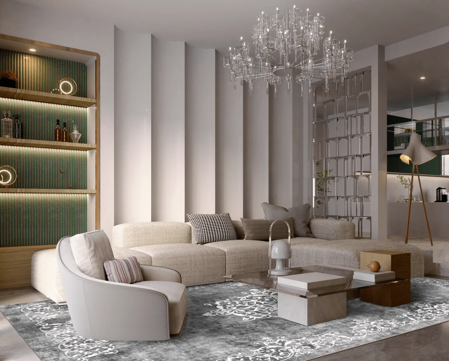 Tapete Wilton - Santi (cinza escuro/branco)