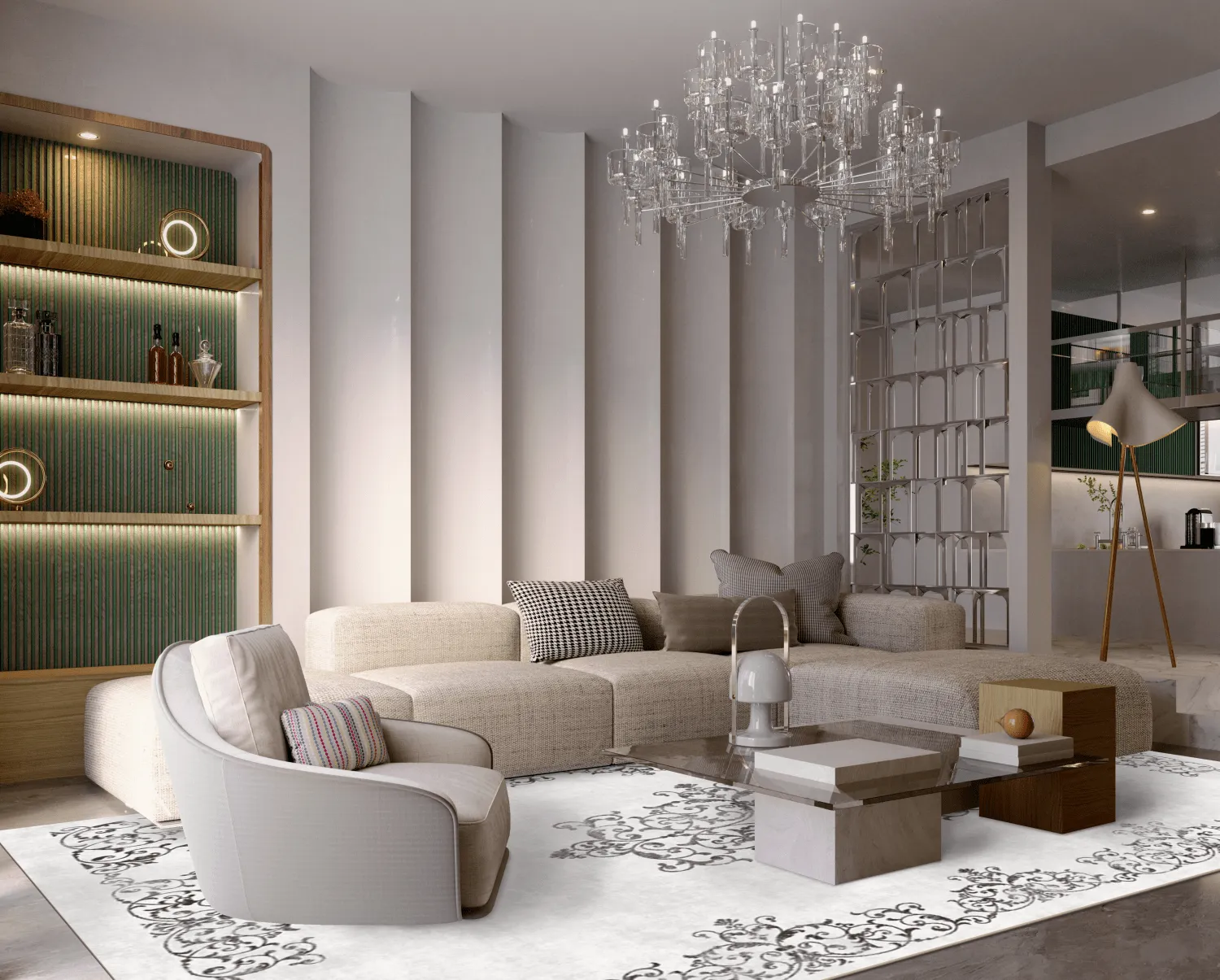 Tapete Wilton - Santi (branco/preto)