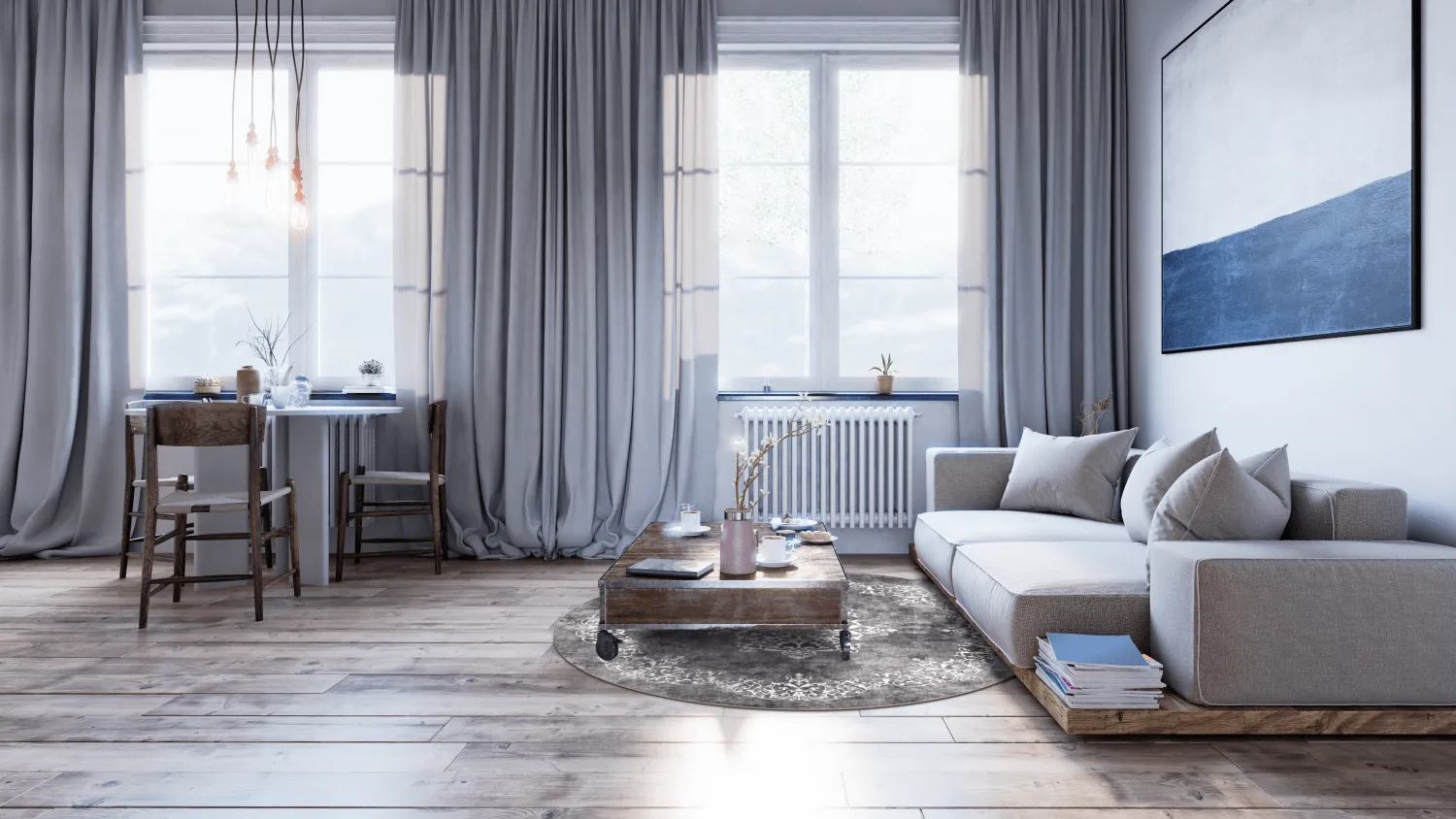 Tapete redondo - Santi (cinza escuro/branco)