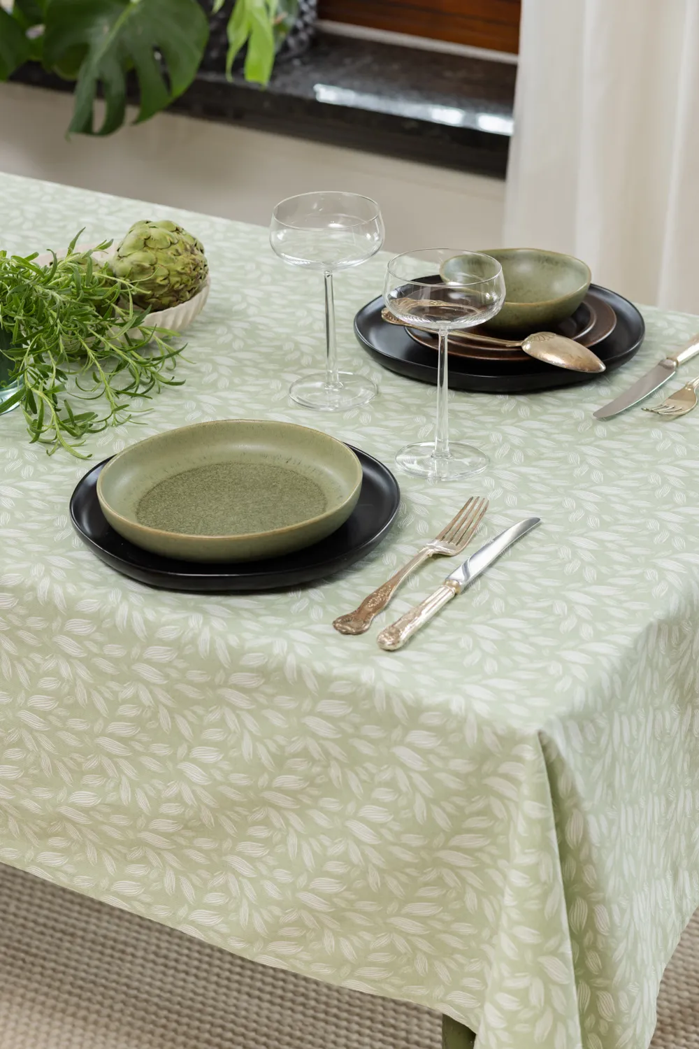 Toalha de mesa de algodão Satu (verde)