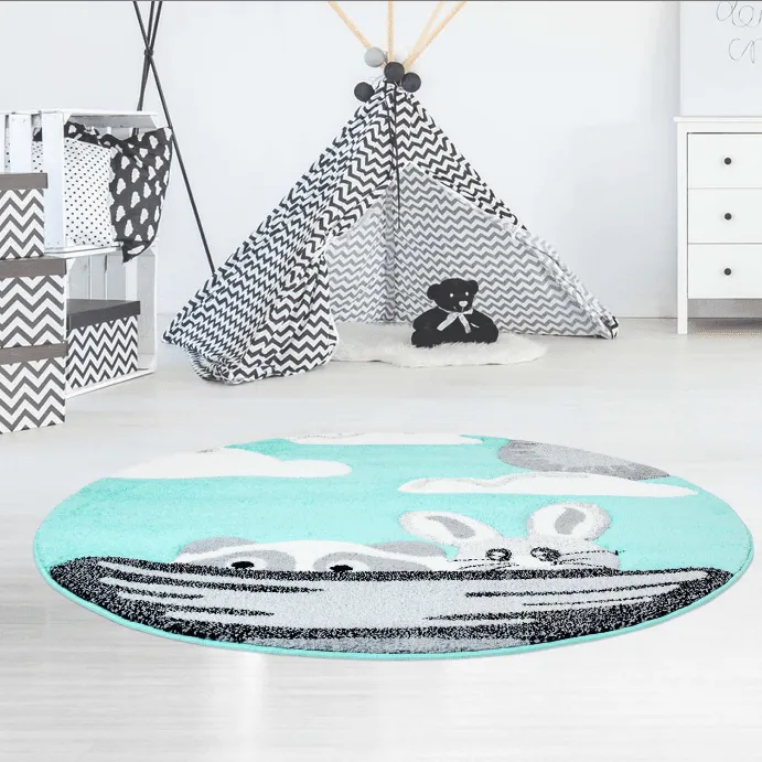 Barnmatta - Bueno Bunny Rund (turkos)