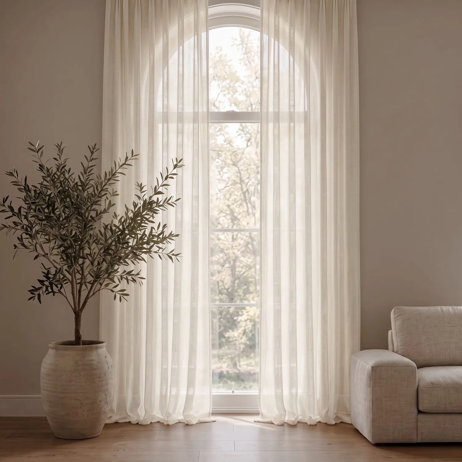 Cortinas Pack de 2 - Cortina de algodão Selena (bege)