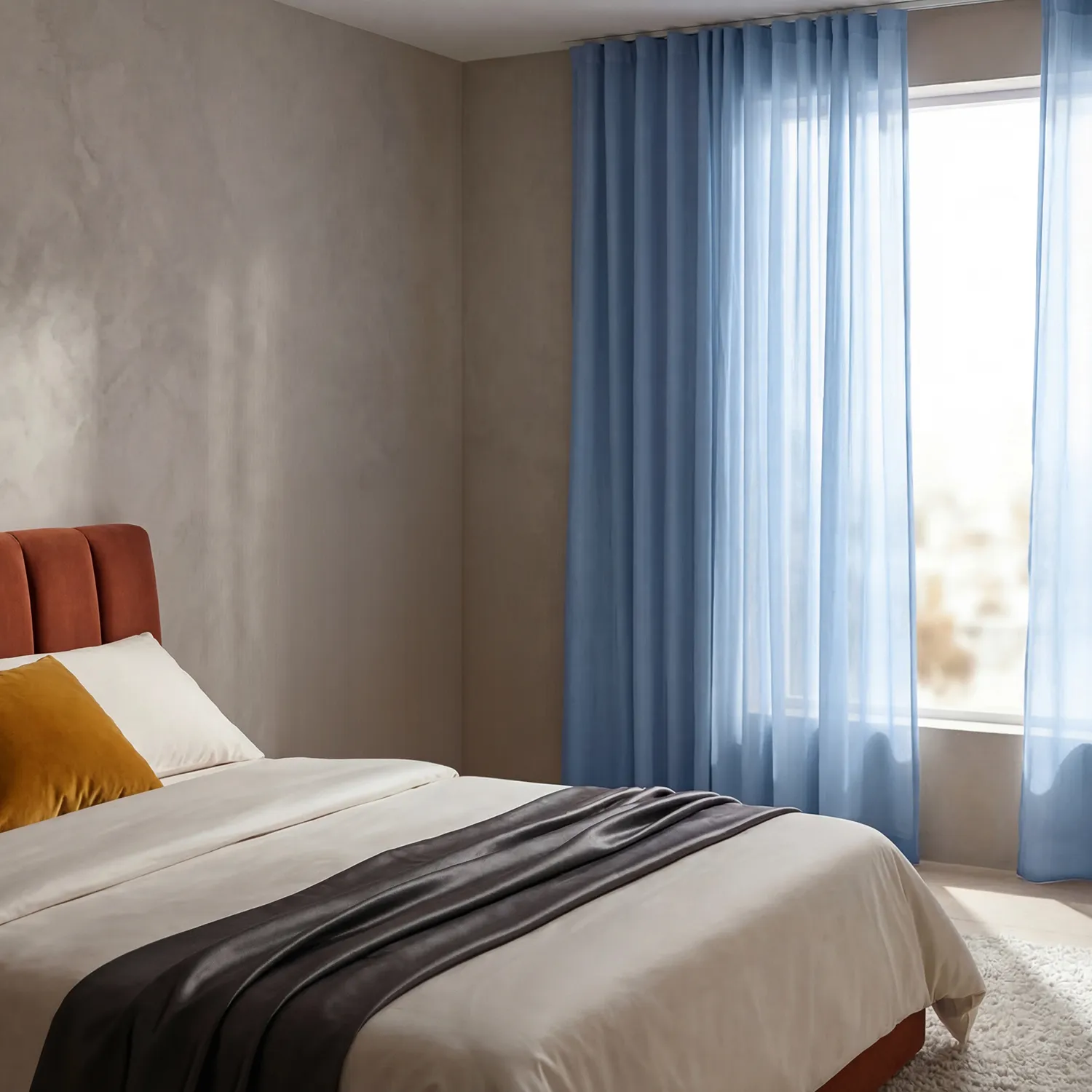 Cortinas Pack de 2 - Cortina de algodão Selena (azul)