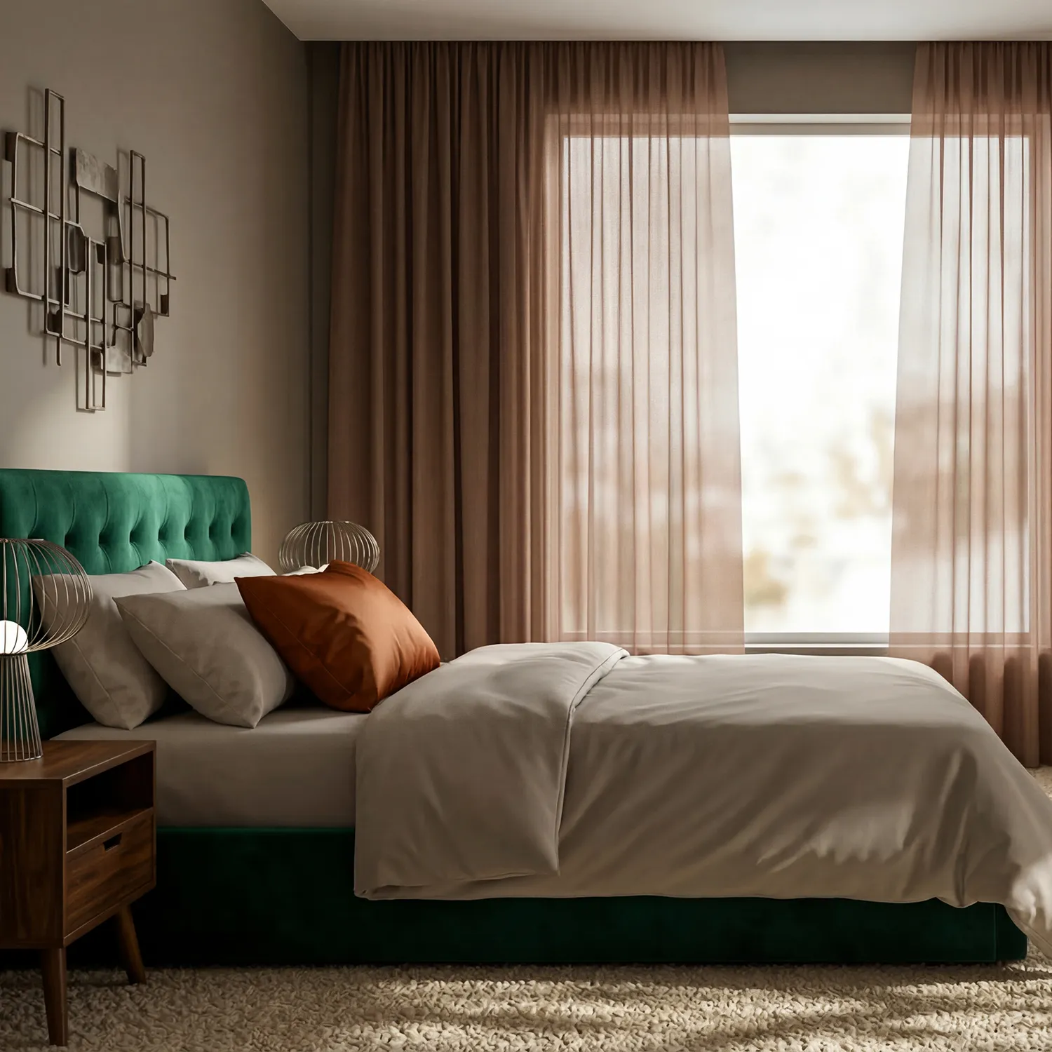 Cortinas Pack de 2 - Cortina de algodão Selena (marrom escuro)