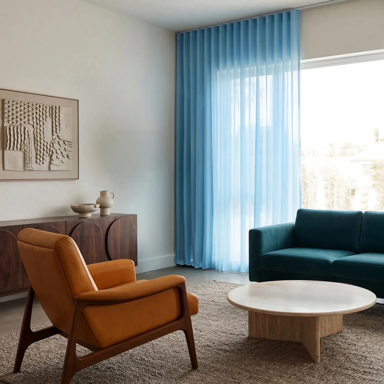 Cortinas Pack de 2 - Cortina de algodão Selena (turquesa)