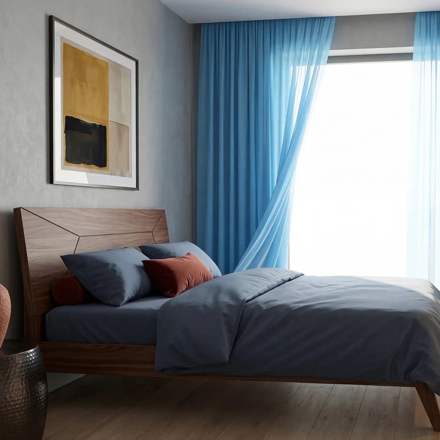 Cortinas Pack de 2 - Cortina de algodão Selena (turquesa)