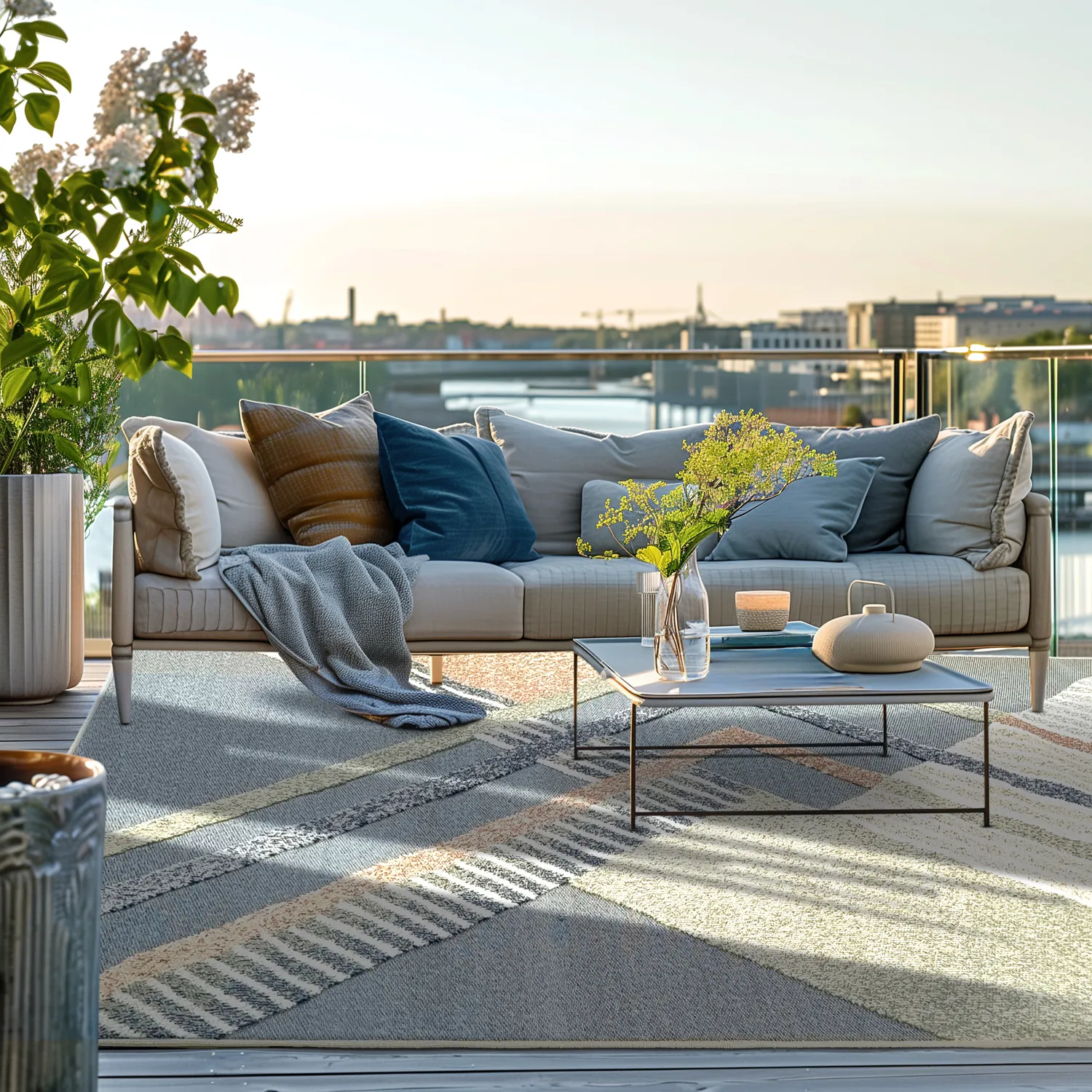 Tapete para interior e exterior - Trivia (azul/multi)