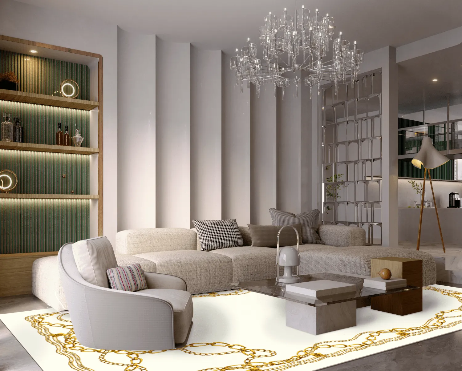 Tapete Wilton - Silea (branco/dourado)