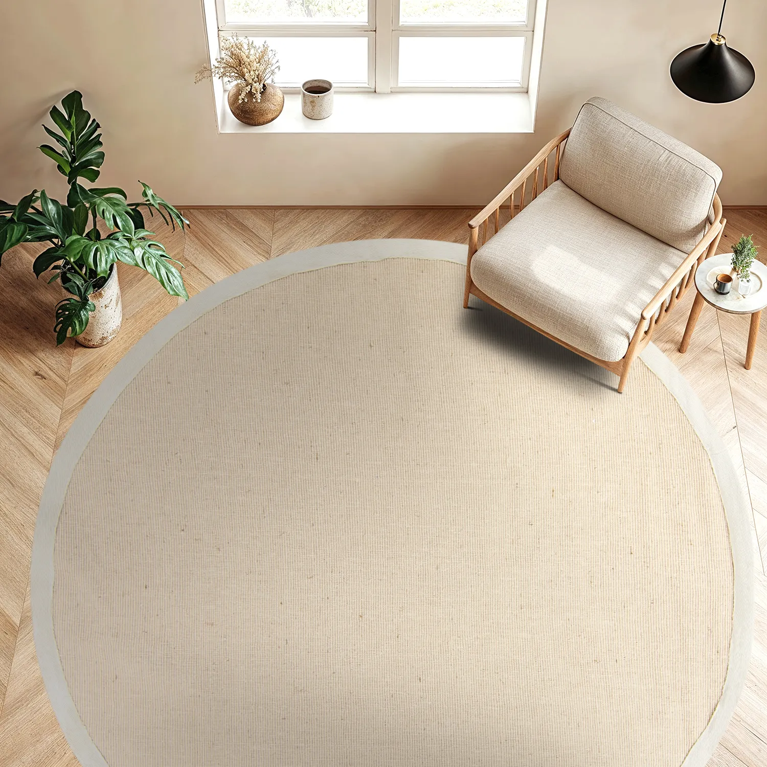 Tapete redondo (sisal) - Agave (bege/cinza)