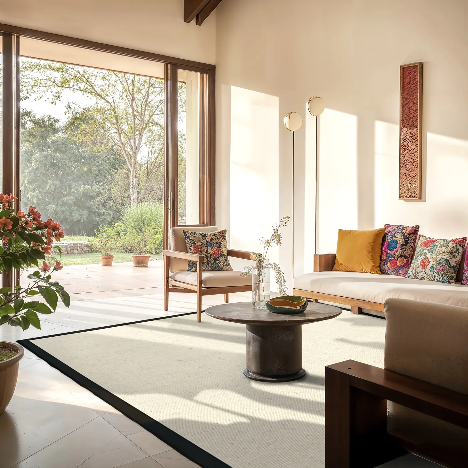 Tapete de sisal - Agave (preto/offwhite)