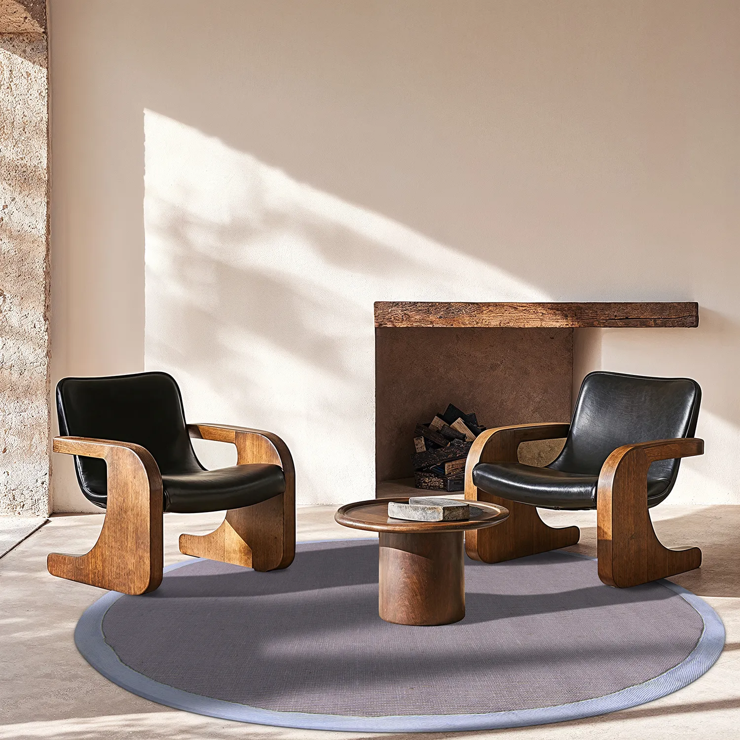 Tapete redondo (sisal) - Agave (cinza)