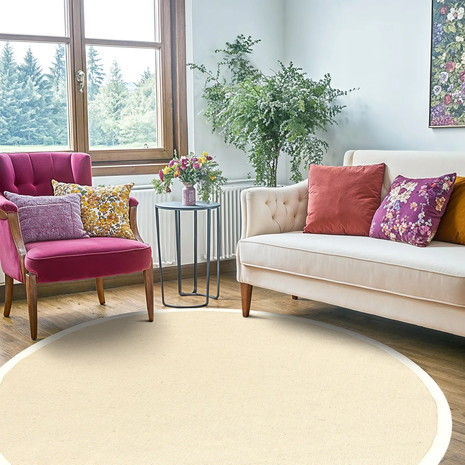 Tapete redondo (sisal) - Agave (marfim)