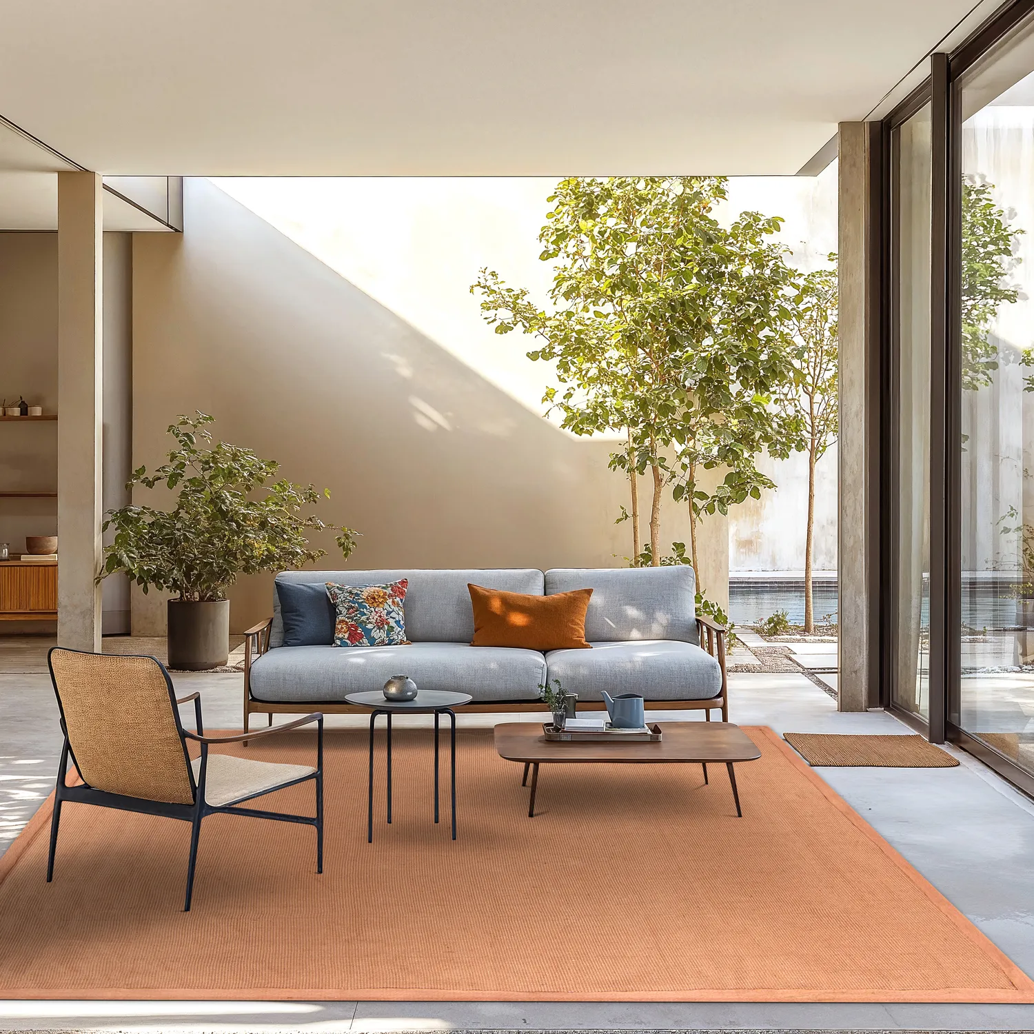 Tapete de sisal - Agave (marrom-laranja)