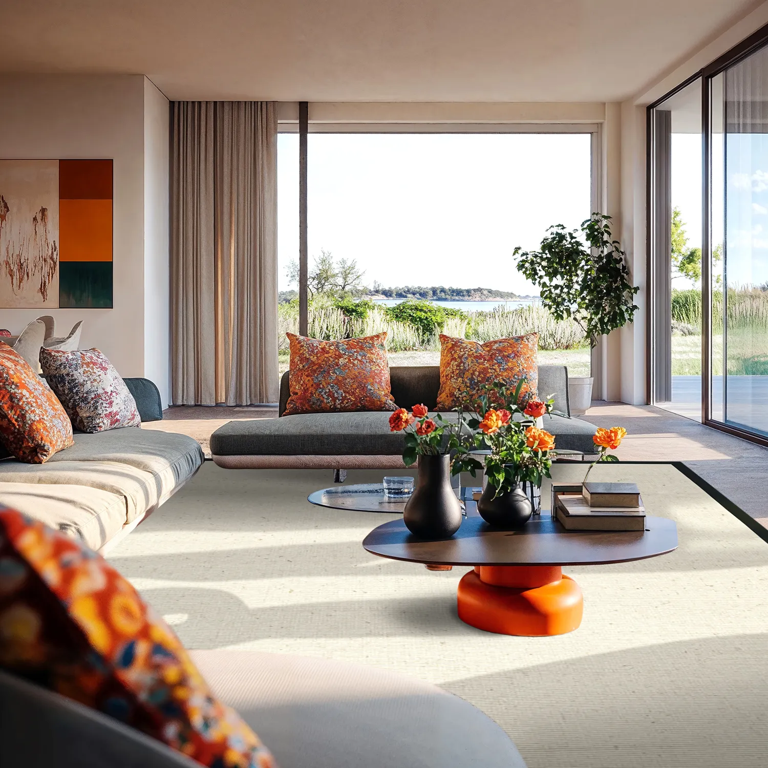 Tapete de sisal - Agave (preto/offwhite)