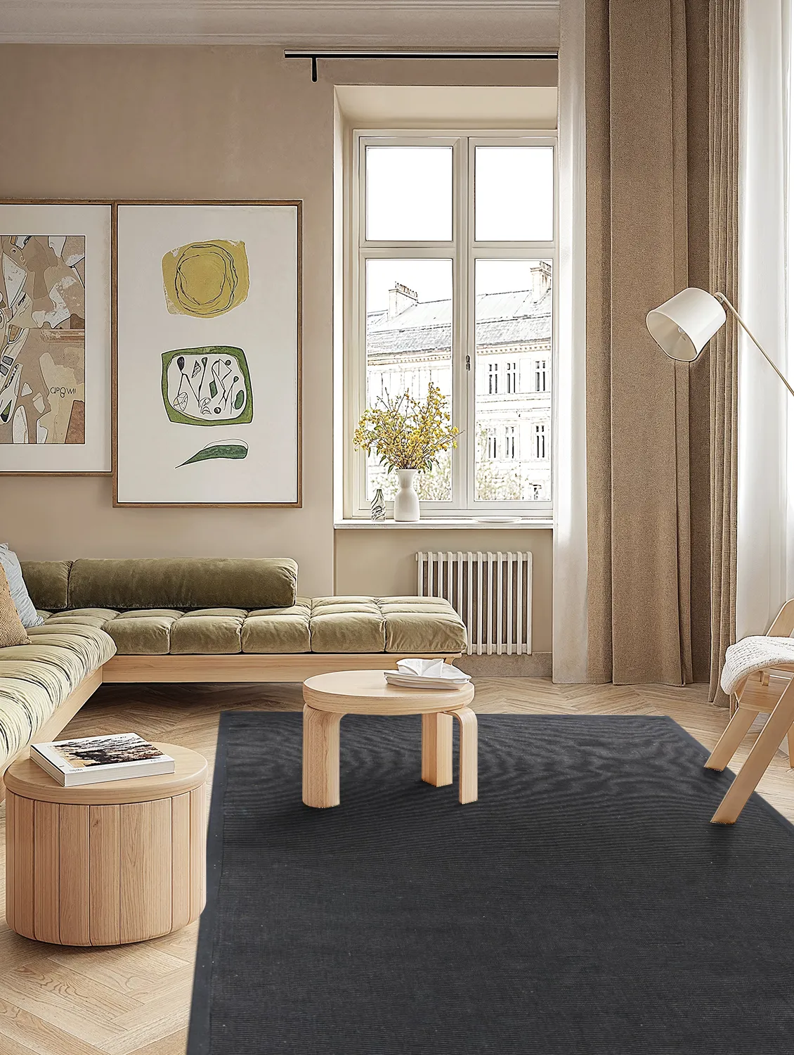 Tapete de sisal - Agave (preto)