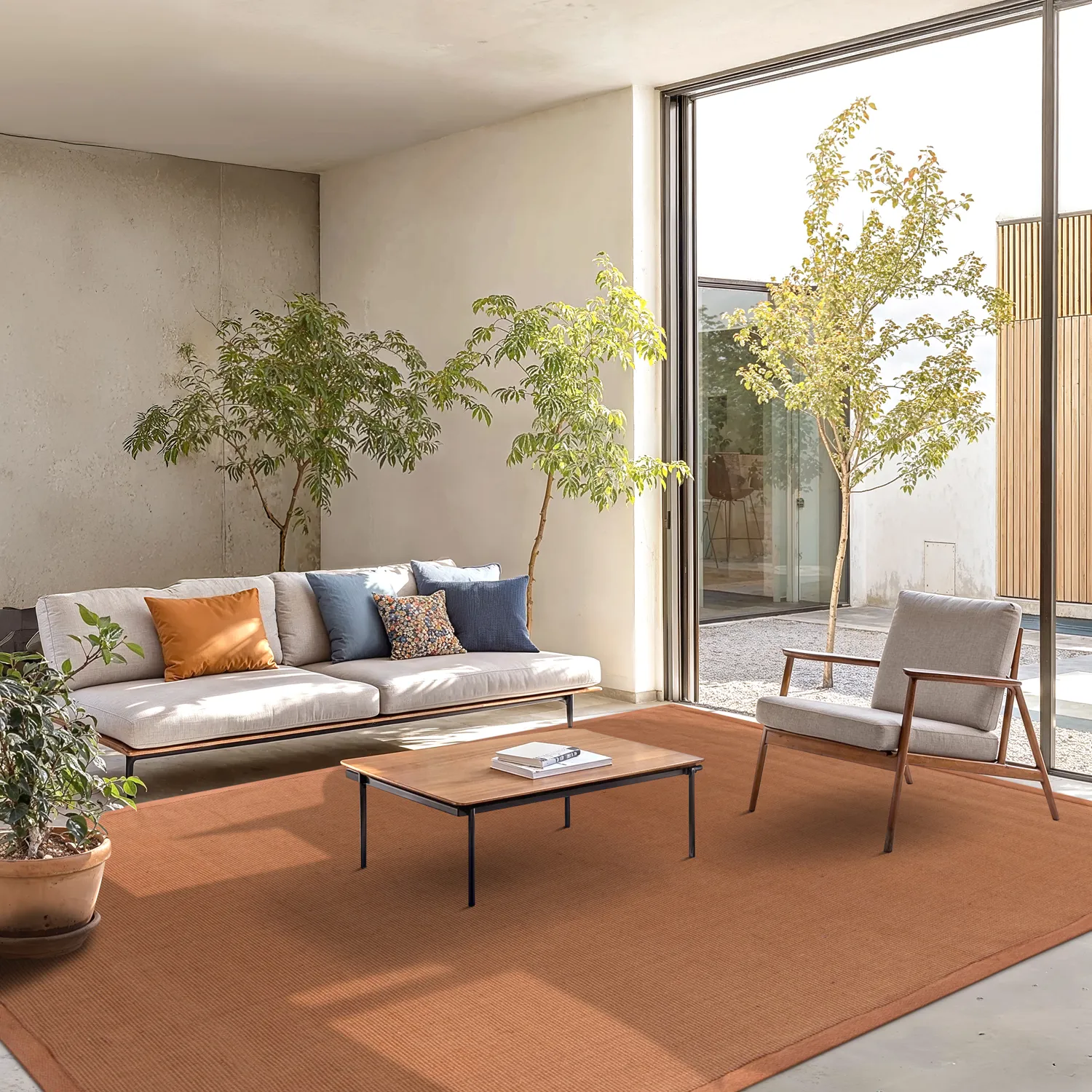 Tapete de sisal - Agave (marrom-laranja)