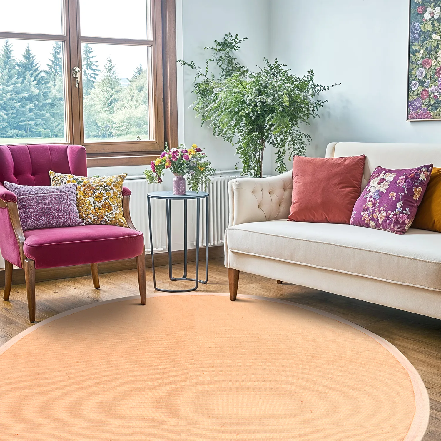 Tapete redondo (sisal) - Agave (damasco)