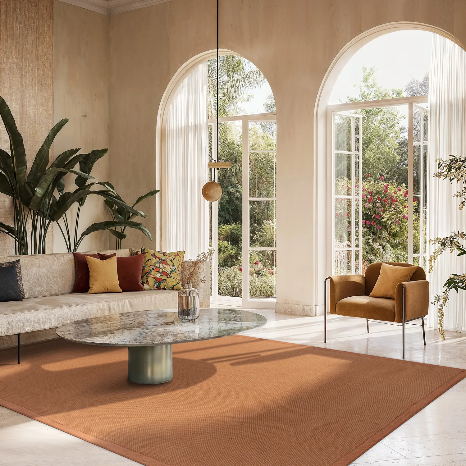 Tapete de sisal - Agave (marrom-laranja)